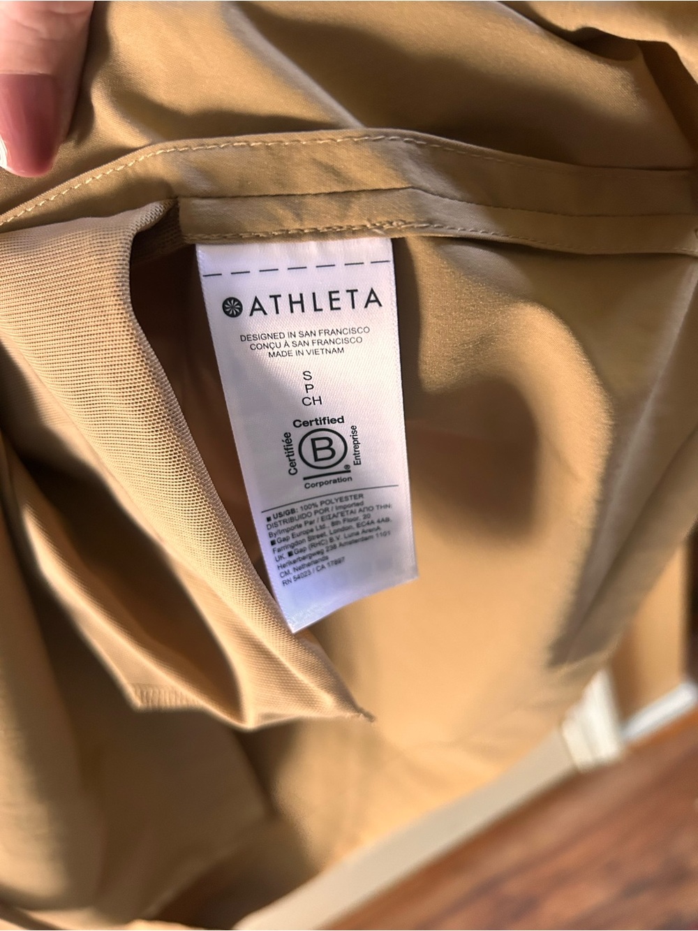 Athleta Camel Collared Zip-Front Drawstring Shirt Dress - Picture 4 of 6